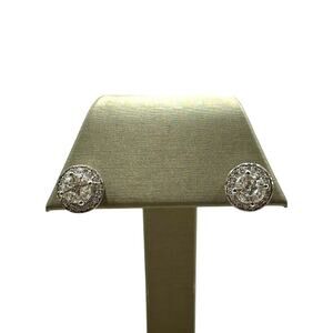 14K White Gold 2cttw Diamond Cluster Earrings with Screw backs (10701)